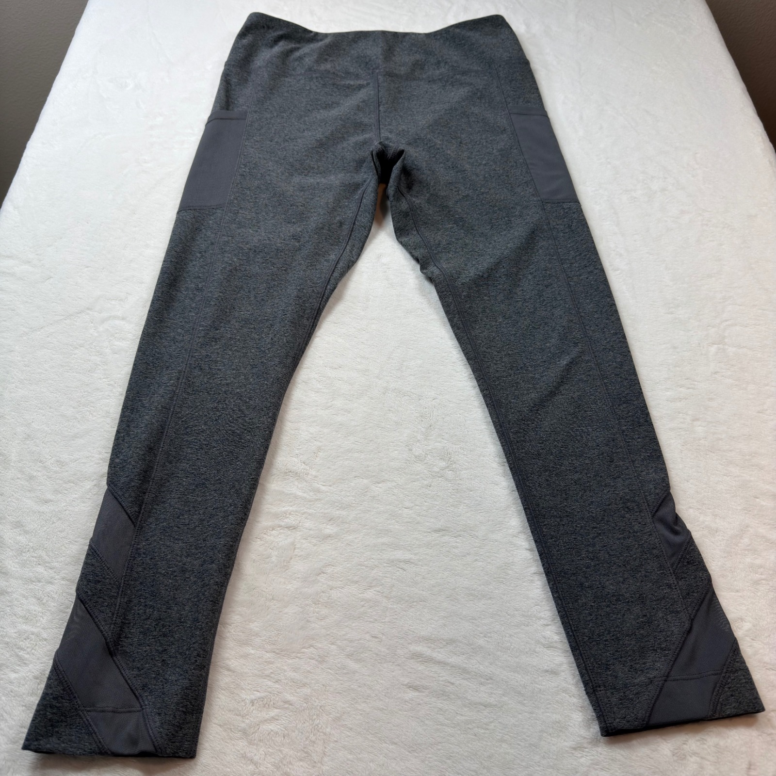 Mondetta Leggings Womens Large Charcoal Grey Excellent Mesh Pocket Activewear